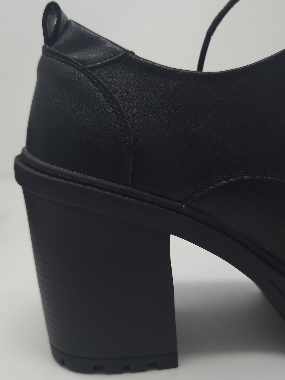 Charcoal Platform Chunky Heel Oxford Lace Up  Lug Sole Trendy - Picture 8 of 10